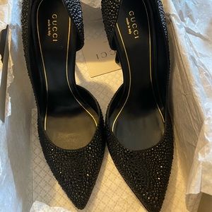 Black Rhinestone Gucci Pumps
